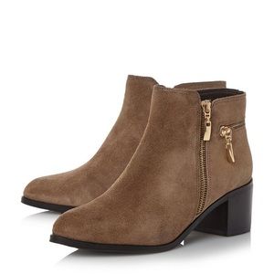 Dune London Taupe Almond Toe Ankle Boot